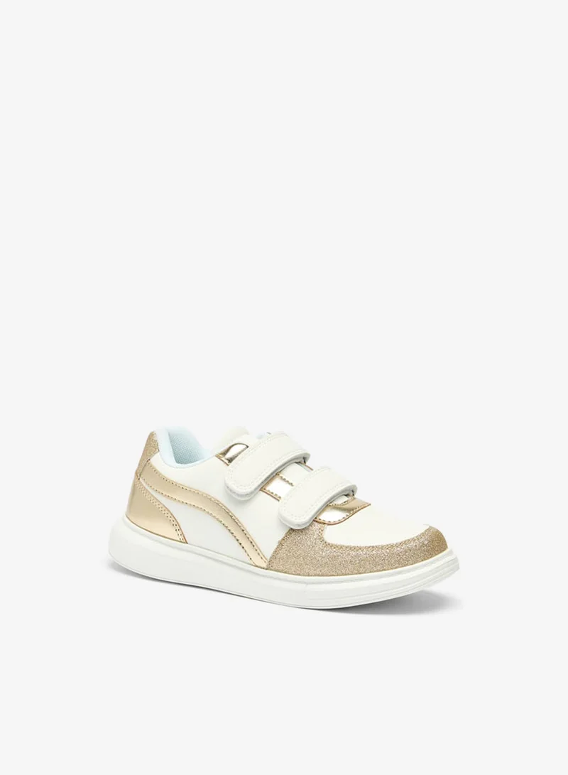 Celeste Girls' Panelled Sneakers with Hook and Loop Closure