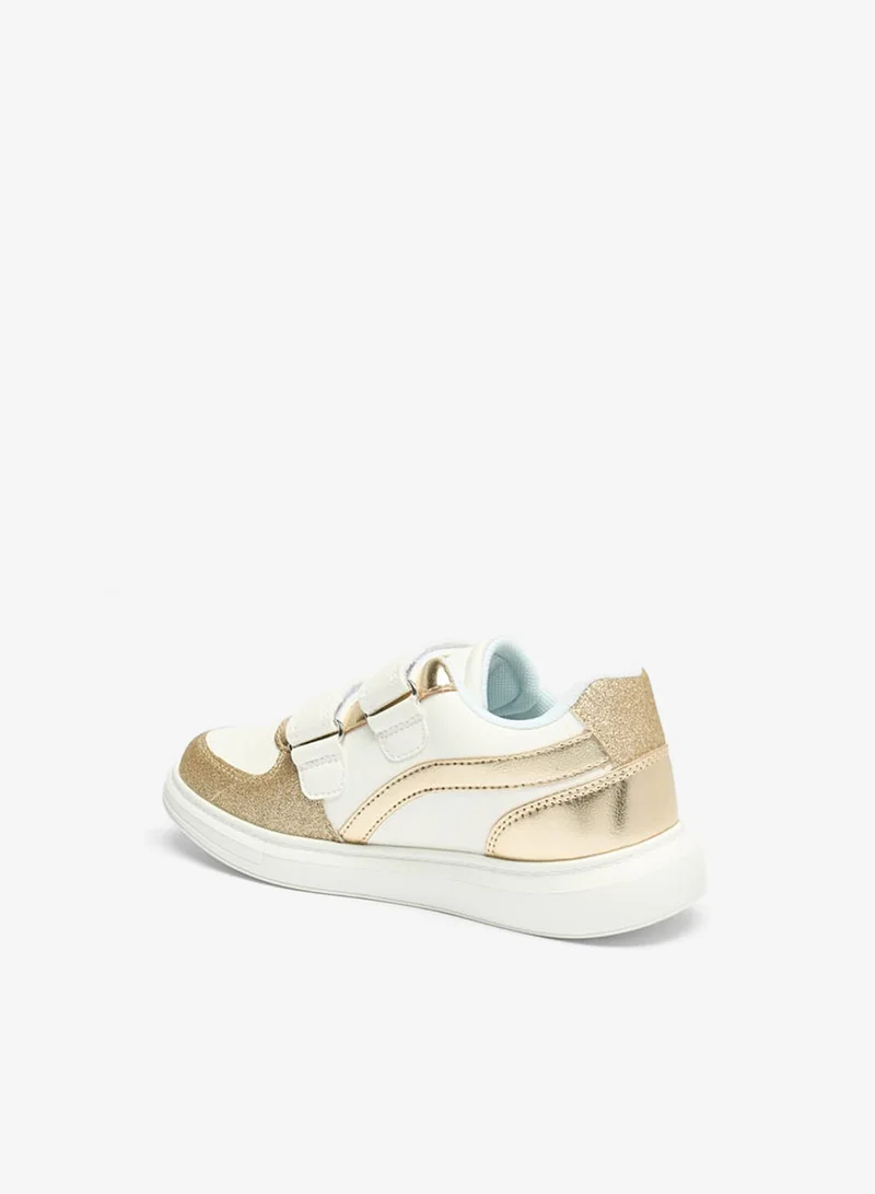 Celeste Girls' Panelled Sneakers with Hook and Loop Closure