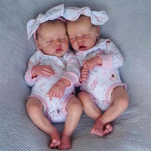 Zero Pam Reborn Baby Dolls Twins18 in Two Anatomically Correct Babies Girls Reborn Baby Dolls Silicone Full Body Realistic Babys Doll 3D Skin Full Silicone Babys Doll for Girls - Image 1