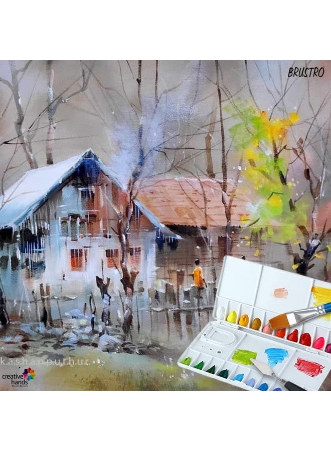 بروسترو لوحة ألوان بلاستيكية قابلة للطي للفنانين من BRUSTRO | 33 بئرًا، 26 × 13 سم | مريحة، مصنوعة من مواد معاد تدويرها بنسبة 100%، مثالية للألوان الزيتية الأكريليكية وألوان الألوان المائية، مقبض مدمج، 5 مناطق خلط. - Image 5