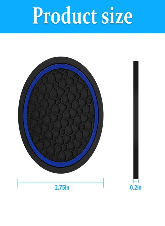 Mandark 4PCS Car Cup Holder Coasters, 2.75 Inch Non-Slip Insert Water Bottle Holder Pads, Dustproof Automotive Interior Accessories Mat, Universal for Vehicles, Trucks, RVs and More（Black/Blue） - Image 2