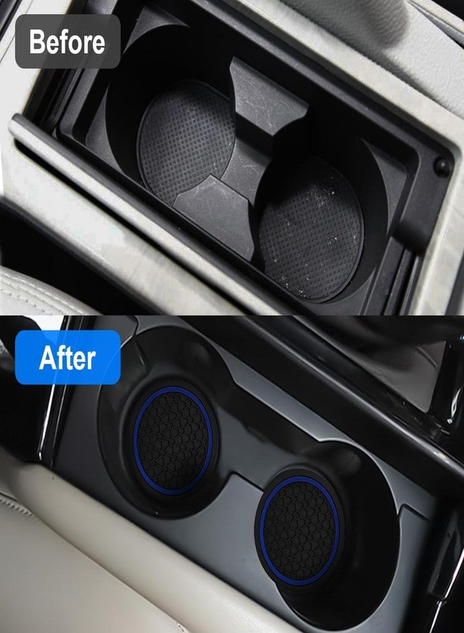 Mandark 4PCS Car Cup Holder Coasters, 2.75 Inch Non-Slip Insert Water Bottle Holder Pads, Dustproof Automotive Interior Accessories Mat, Universal for Vehicles, Trucks, RVs and More（Black/Blue） - Image 3