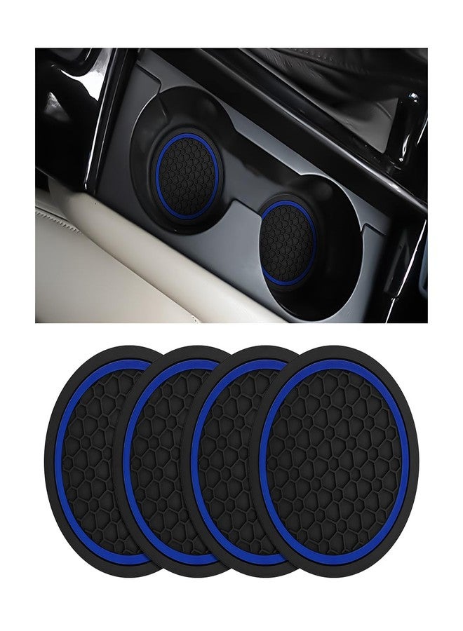 Mandark 4PCS Car Cup Holder Coasters, 2.75 Inch Non-Slip Insert Water Bottle Holder Pads, Dustproof Automotive Interior Accessories Mat, Universal for Vehicles, Trucks, RVs and More（Black/Blue） - Image 1