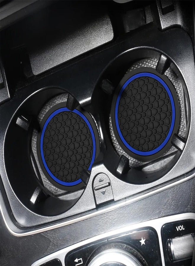 Mandark 4PCS Car Cup Holder Coasters, 2.75 Inch Non-Slip Insert Water Bottle Holder Pads, Dustproof Automotive Interior Accessories Mat, Universal for Vehicles, Trucks, RVs and More（Black/Blue） - Image 4