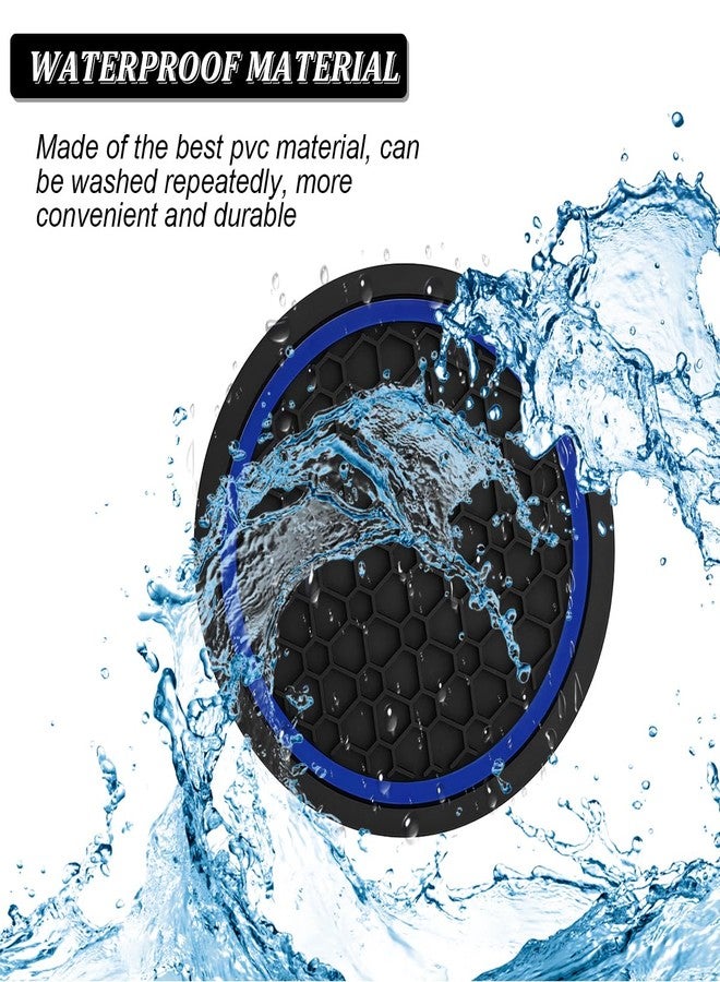 Mandark 4PCS Car Cup Holder Coasters, 2.75 Inch Non-Slip Insert Water Bottle Holder Pads, Dustproof Automotive Interior Accessories Mat, Universal for Vehicles, Trucks, RVs and More（Black/Blue） - Image 5