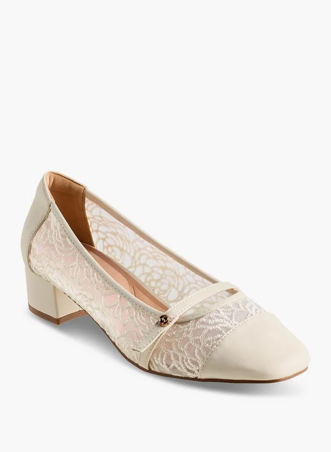 Celeste Women Lace Detail Block Heel Shoes
