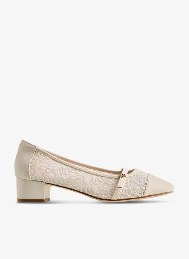 Celeste Women Lace Detail Block Heel Shoes