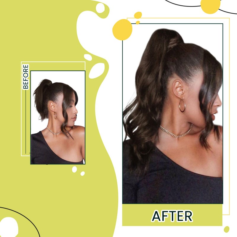 RUNATURE Ponytail Extension Human Hair, Real Hair Ponytail Extension Dark Brown, Remy Human Hair Ponytail Wrap Around, Tangle Free Hair, Easy To Apply, 18 Inch 80g #2 Dark Brown - Image 2