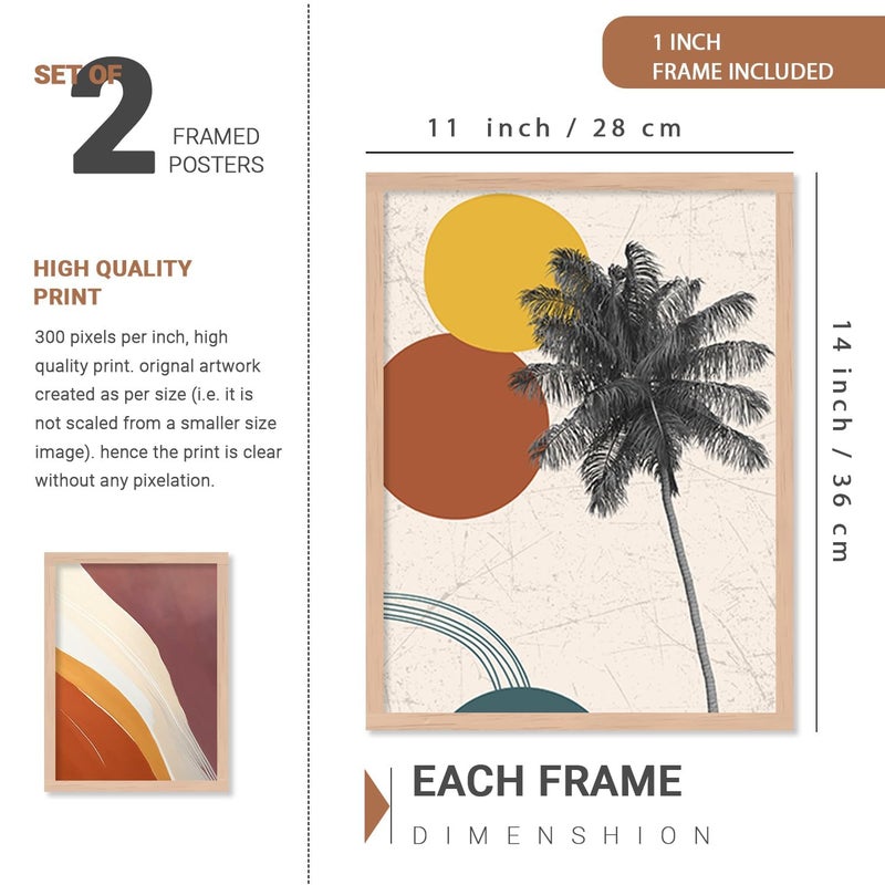 VASL Studio Abstract Art Wall Decor Paintings for Living Room Home Decor Modern Art Nature Wall Paintings with Frame Poster Wall Dercor 11 x 14 inchSet of 4 - Image 2