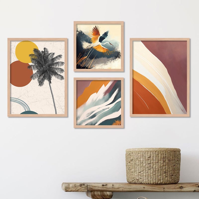 VASL Studio Abstract Art Wall Decor Paintings for Living Room Home Decor Modern Art Nature Wall Paintings with Frame Poster Wall Dercor 11 x 14 inchSet of 4 - Image 1