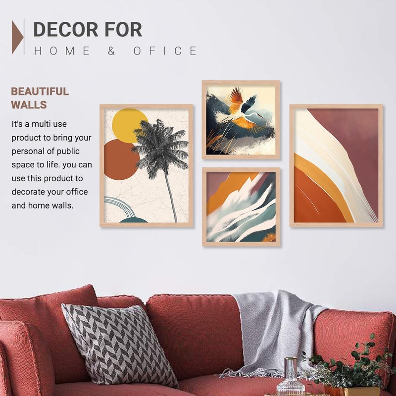 VASL Studio Abstract Art Wall Decor Paintings for Living Room Home Decor Modern Art Nature Wall Paintings with Frame Poster Wall Dercor 11 x 14 inchSet of 4 - Image 4