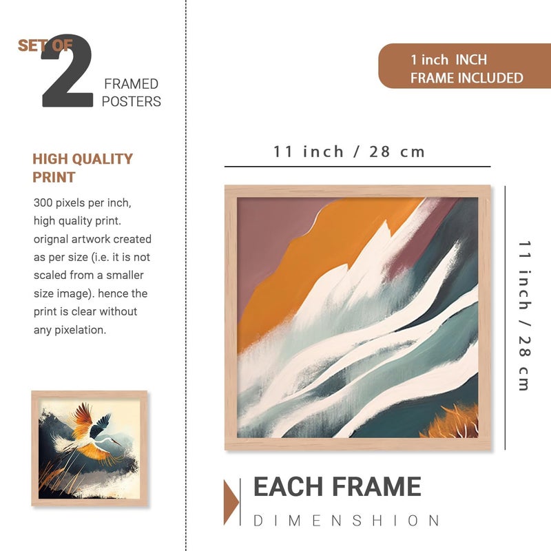 VASL Studio Abstract Art Wall Decor Paintings for Living Room Home Decor Modern Art Nature Wall Paintings with Frame Poster Wall Dercor 11 x 14 inchSet of 4 - Image 3
