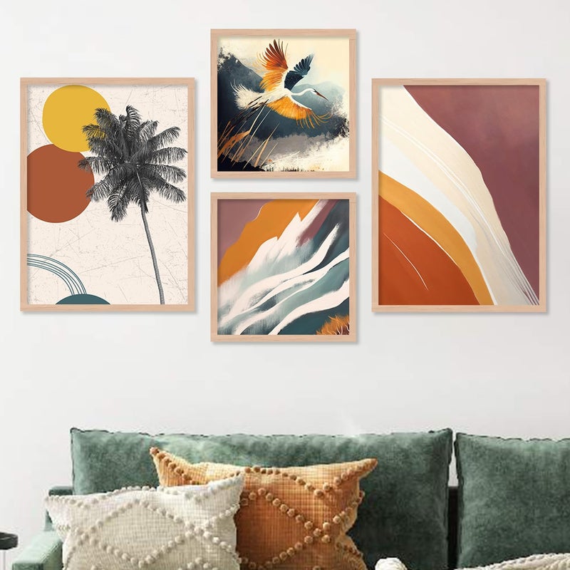 VASL Studio Abstract Art Wall Decor Paintings for Living Room Home Decor Modern Art Nature Wall Paintings with Frame Poster Wall Dercor 11 x 14 inchSet of 4 - Image 5