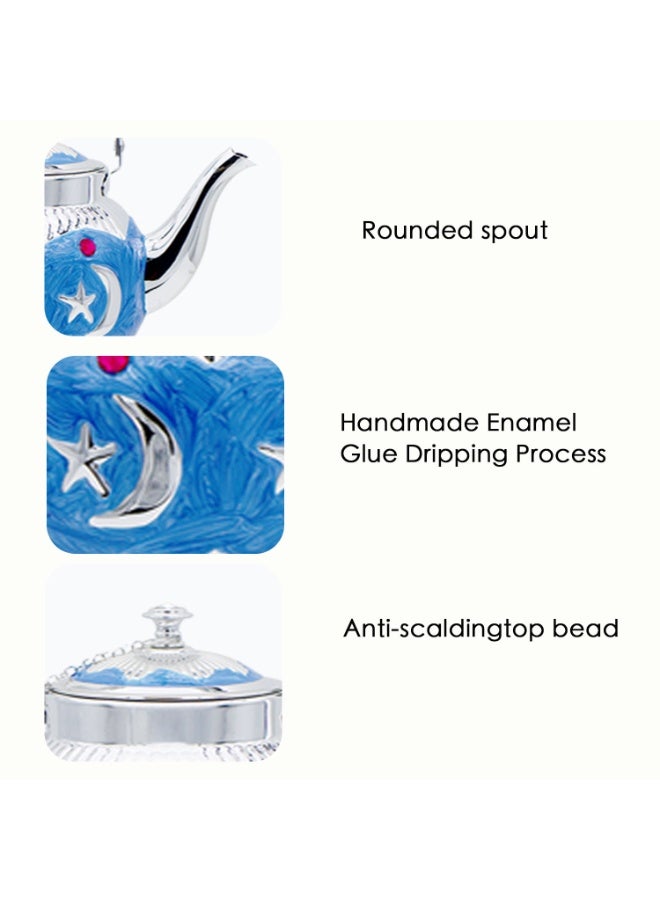 Sakura Train 1600ML Purely Handmade Enamel Drip Glue Process Turkish Middle Eastern Style Stainless Steel Teapot Coffee Pot, Decorative Water Kettle with Handle, Multiple Colors And Capacities Available for Women, Men, Adults, Guests or For Tea Party - Best Gift idea - Image 2