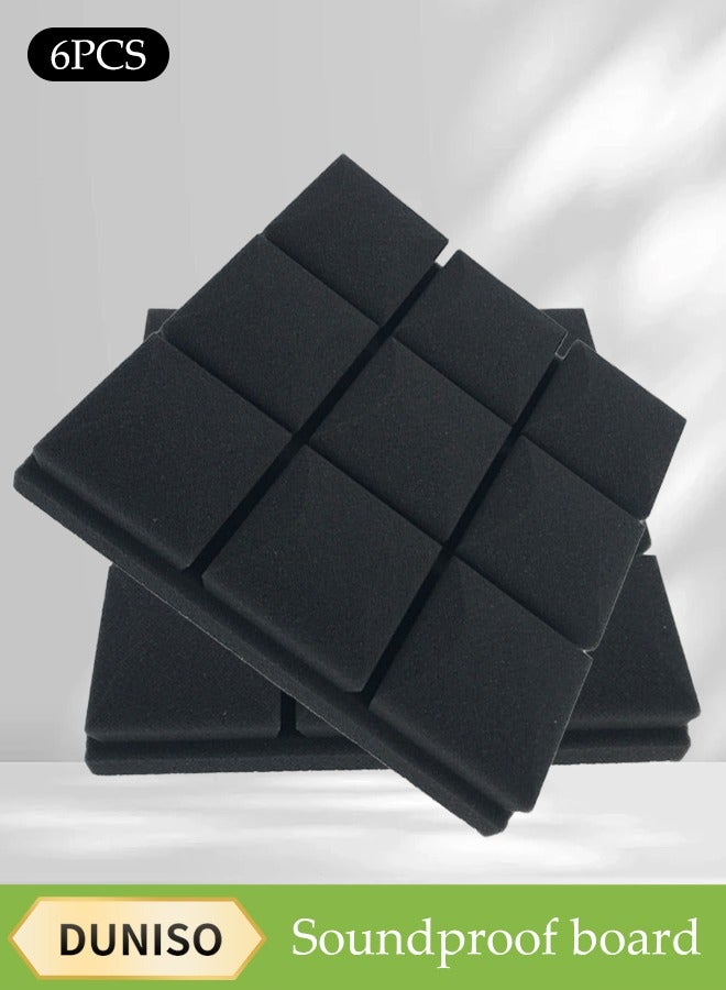 DUNISO Acoustic Panels,6 Pieces Of Sound-Absorbing Foam, 5X30X30cm, Fast-Repair Sound-Absorbing Board, Home, Studio, High-Density Flame-Retardant Soundproof Wallboard, Thickened Sound-Absorbing Foam Mushroom Head Soundproof Cotton, Wall, Bedroom, Piano Room, Ktv, Indoor, Self-Adhesive, Soundproof Board  - Image 1