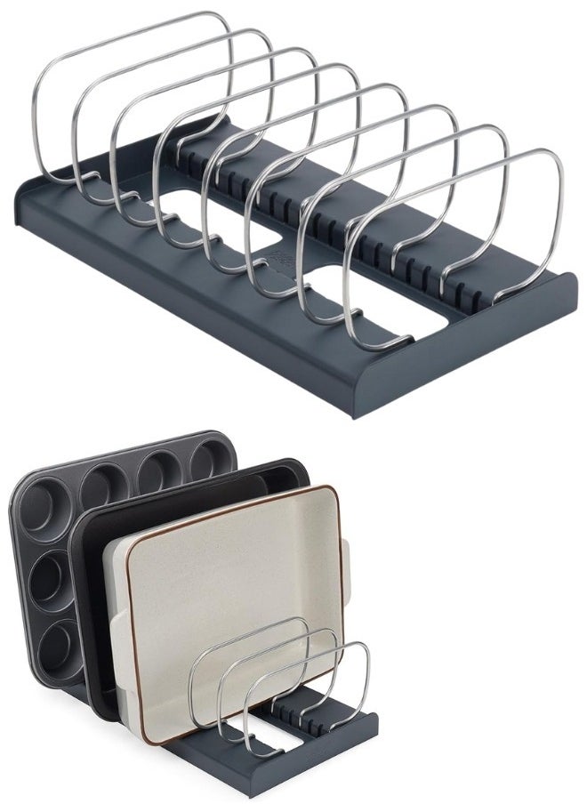 Generic Adjustable Pots and Pans Organizer Rack with 8 Dividers for Kitchen Cabinet Storage Length 35Cm  - Image 1