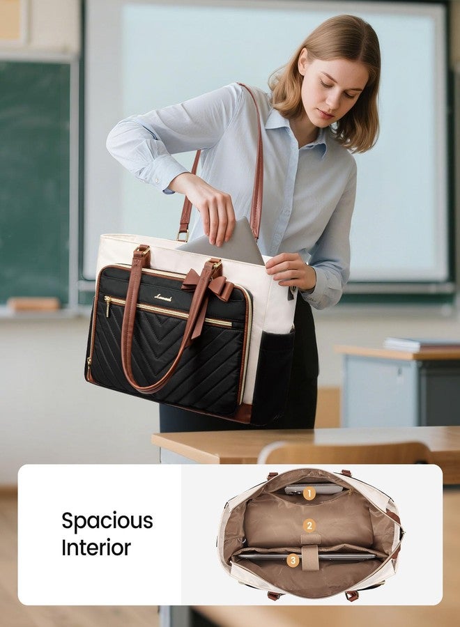 لوف فوك حقيبة غداء LOVEVOOK للنساء، حقيبة غداء معزولة مزودة بجيب للكمبيوتر المحمول وحامل أكواب كبير، حقيبة يد للمعلمات بسحاب، حقيبة يد معزولة مانعة للتسرب للعمل، التمريض، المكتب، 17.3 بوصة - Image 5