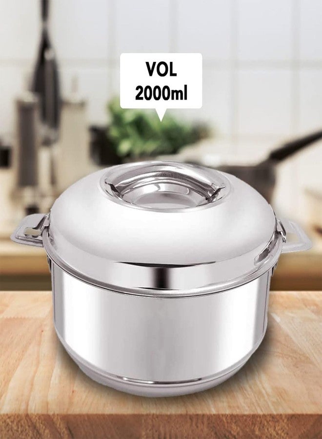 Kuber Industries Stainless Steel Casserole/Hot Pot/Chapati Box|2 LTR|Elegant Chapati Box & Easy Lock Mechanism| Garam Puri & Roti Hot Box|Double Walled Heat Retention for Upto 8 hrs|Heavy Duty Gauge - Image 2