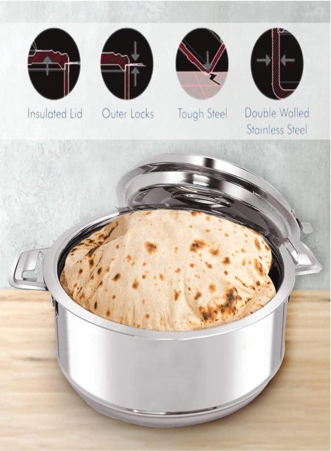 Kuber Industries Stainless Steel Casserole/Hot Pot/Chapati Box|2 LTR|Elegant Chapati Box & Easy Lock Mechanism| Garam Puri & Roti Hot Box|Double Walled Heat Retention for Upto 8 hrs|Heavy Duty Gauge - Image 5