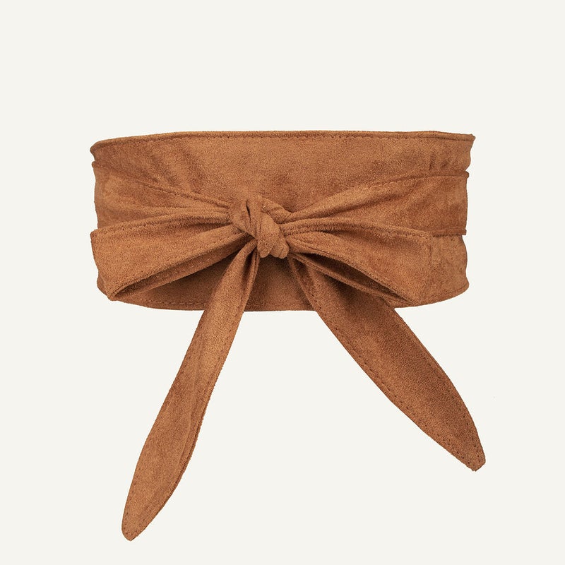New deerskin velvet bowknot waist seal explosion ladies Joker autumn and winter cross-border suede ribbon factory direct sales Camel  - Image 3
