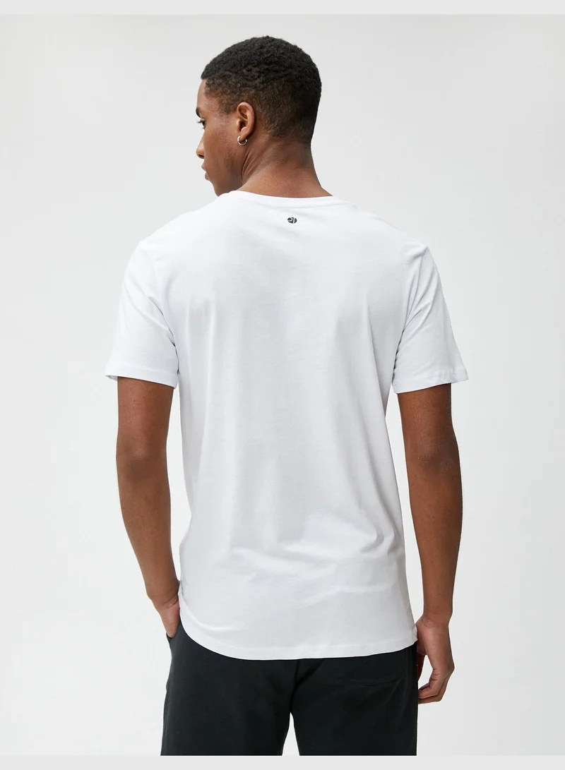 كوتون Slogan Printed T-Shirt Crew Neck Short Sleeve Cotton