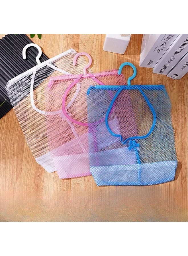 Blue Hanging Storage Organizer Durable Polyester Mesh Bag With Plastic Hooks For Bathroom Kitchen And Home - Image 5