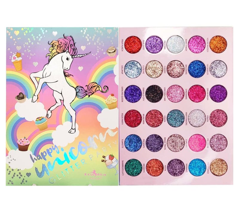 HUDACRUSH Beauty Glitter Eyeshadow Palette Shimmery Multicolor Shades Professional Korean Sparkling Eye Shadow Palette For Glittery Unicorn Looks 30 Shade - Image 1