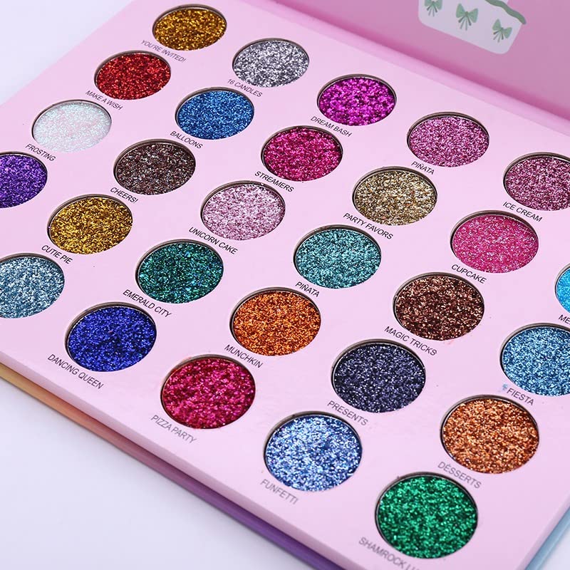 HUDACRUSH Beauty Glitter Eyeshadow Palette Shimmery Multicolor Shades Professional Korean Sparkling Eye Shadow Palette For Glittery Unicorn Looks 30 Shade - Image 2