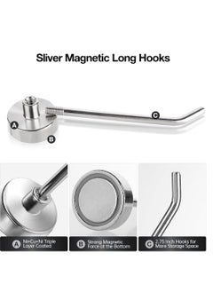 KASTWAVE Magnetic Hooks 6 Pack 3 Inch Long Magnetic Cruise Hook Carrying capacity 15 lb+ Heavy Duty Magnets Hook for Hanging Large Metal Magnetic Hooks for Cabins Grill Fridge Door  - Image 3