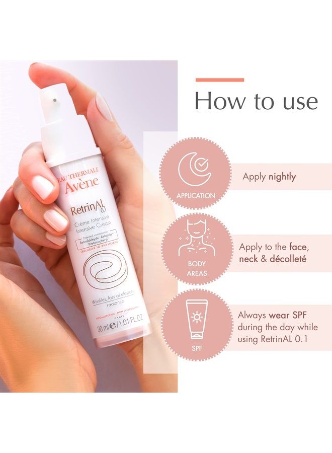 Eau Thermale Avene - كريم RetrinAL 0.1 المكثف - ريتينالدهيد - يجدد البشرة ويساعد في تقليل علامات الشيخوخة - مضخة بدون هواء - 1.0 أونصة سائلة.
