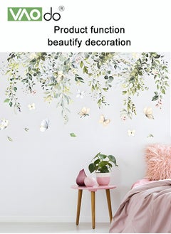 VAOdo Printed Wall Sticker Tropical Green Leaf Butterfly Pattern Fresh Home Decoration Removable Waterproof Pvc Material Wall Art Decoration Manual Diy Wall Sticker  - Image 5