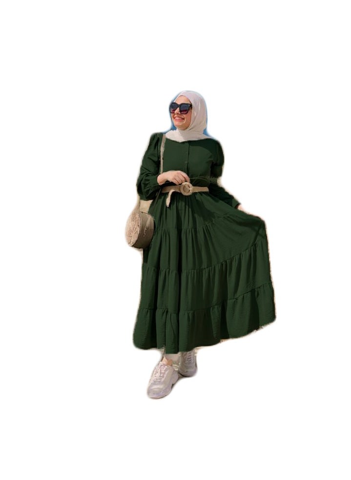 ماركة غير محددة فساتين كاجوال للسيدات باللون الأخضر الزيتي  - Image 1