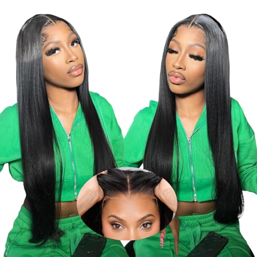 mengkai 26 Inch Glueless Lace Front Wigs Human Hair PrePlucked Pre Cut Straight Human Hair Wigs for Women Wear Go 6x4 Closure Wigs Human Hair Wigs Human Hair Pre Plucked - Image 1