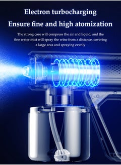 DUNISO Nano Spray Disinfection Spray Gun, Wireless Handheld Atomization Disinfection Gun, Rechargeable Blue Light Air Disinfection Machine, Electric Spray Machine, Suitable For Home, Office, School Or Garden,380ml,180*54*146mm, White  - Image 5