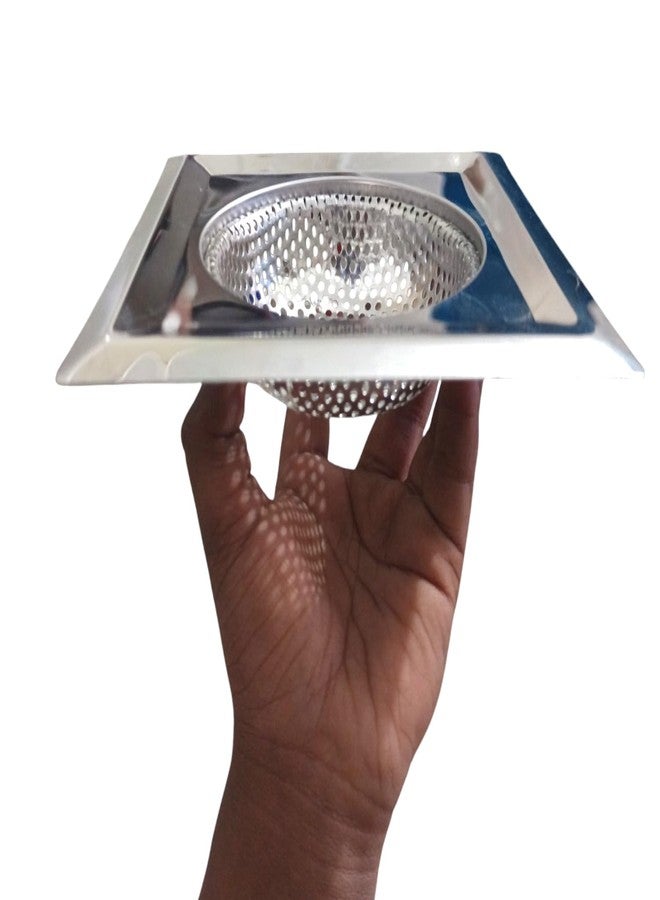 Kitchwish Multi-Purpose Stainless Steel Square Sink Strainer Jali (11.5cm x 3cm) | Heavy Duty Drain Filter for Kitchen Sink, Wash Basin & Bathroom Floor | Rust-Proof & Anti-Clogging - Pack of 1 - Image 4