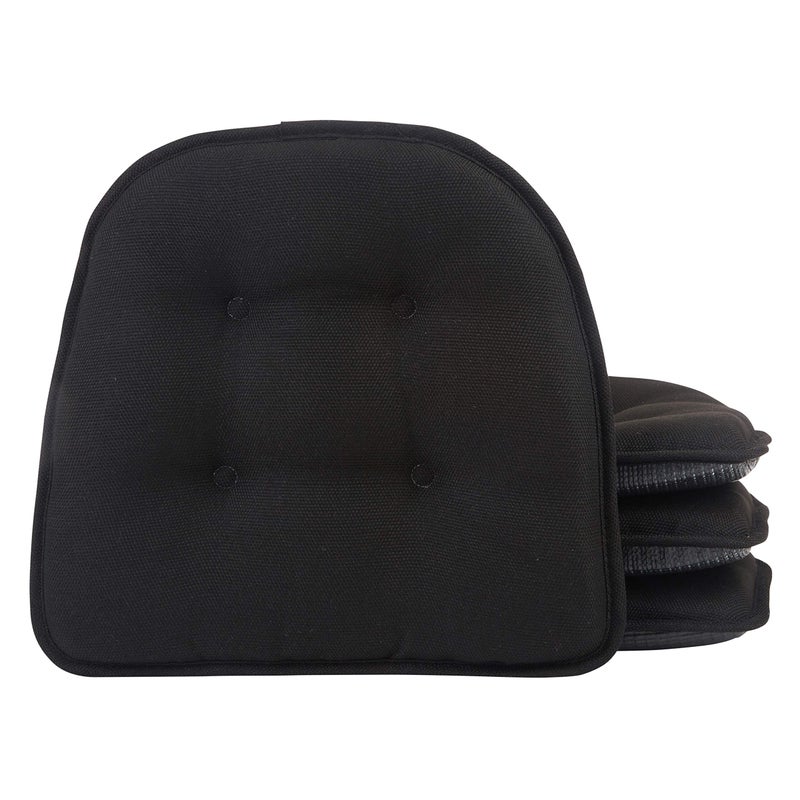 Klear Vu Omega NonSlip Universal Chair Cushions for Dining Room Kitchen and Office Use UShaped SkidProof Seat Pad 15x16 Inches 4 Pack 03 Midnight Black 4 Count