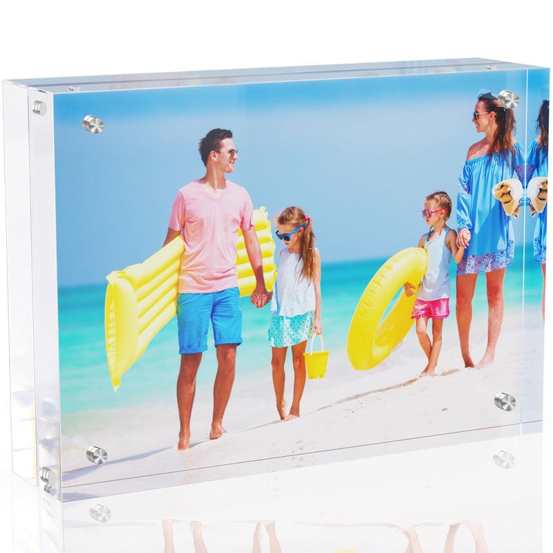 laapee 5x7 Inches Acrylic Picture Frames 1 Pack  Double Sided Magnetic Photo Frames Free Standing on Desk or Table Clear Picture Frames - Image 1