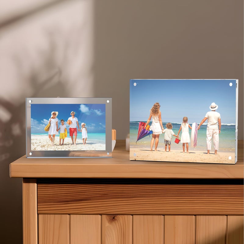 laapee 5x7 Inches Acrylic Picture Frames 1 Pack  Double Sided Magnetic Photo Frames Free Standing on Desk or Table Clear Picture Frames - Image 5