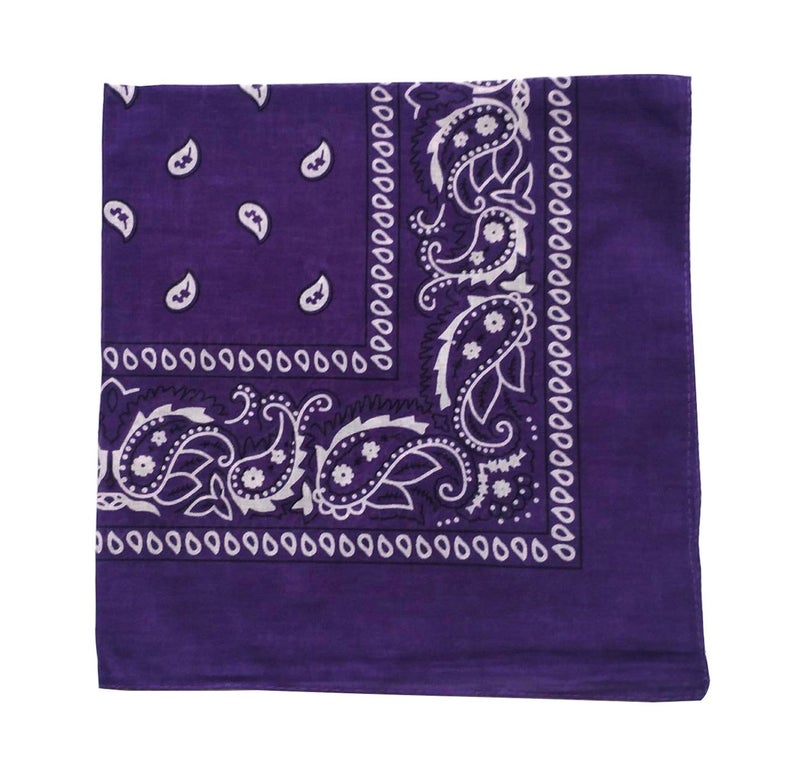 combocube 12 Pack(one dozen) Multi-Purpose novelty Purple Cotton Paisley Cowboy Bandanas Headband for Men,Women and Child - Image 1