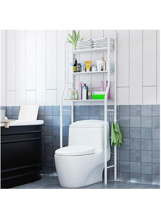 Raxoom 520 3 Shelf Over The Toilet Bathroom Shelf, Space Saver Rack Metal Towel Cabinet Rack White, Toilet Rack - Image 1