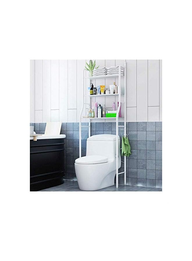 Raxoom 520 3 Shelf Over The Toilet Bathroom Shelf, Space Saver Rack Metal Towel Cabinet Rack White, Toilet Rack - Image 2