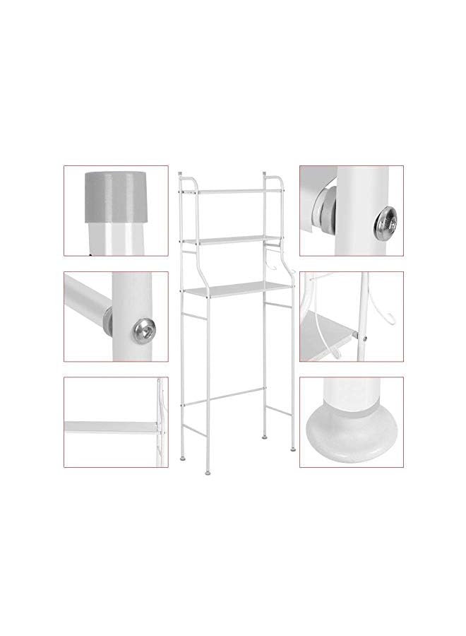 Raxoom 520 3 Shelf Over The Toilet Bathroom Shelf, Space Saver Rack Metal Towel Cabinet Rack White, Toilet Rack - Image 3