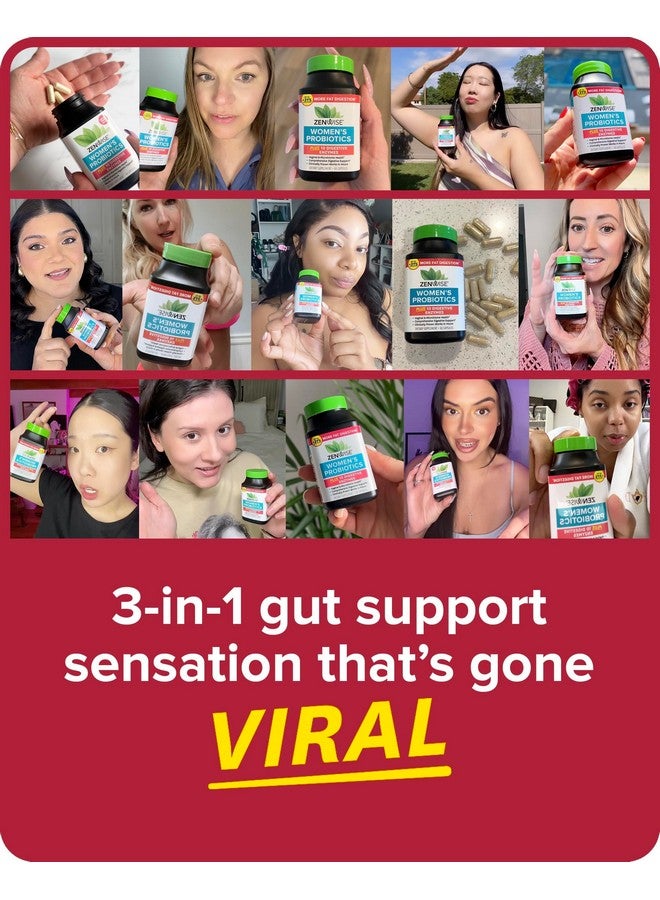 Zenwise Health Probiotics for Women - Digestive Enzymes for Bloating Relief, Vaginal Health, and Gut Flora Health, Daily Women Probiotic & Prebiotic Supplement for Digestive Health - 60 CT - Image 5