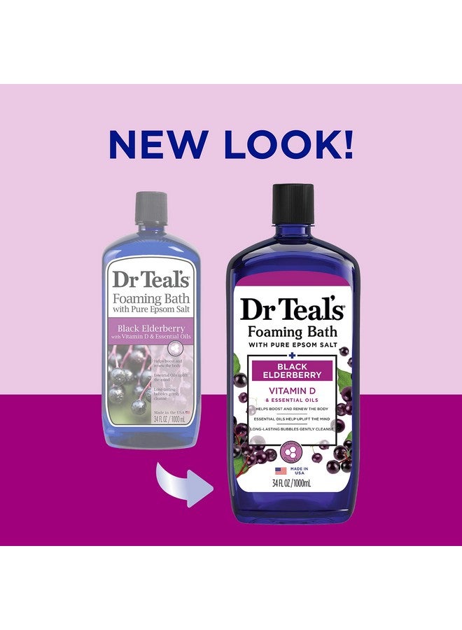 Dr Teal's Foaming Bath With Pure Epsom Salt, Black Elderberry With Vitamin D, 34 Fl Oz (Pack Of 4) (Packaging May Vary)  - Image 2