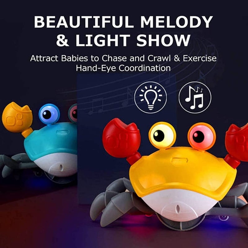 Crawling Toys for Kids,Electronic Pet Crab Crawling Toys with Music for Kids Interactive Toddler Toy with Obstacle Avoidance Feature USB Rechargeable (Yellow) - Image 5