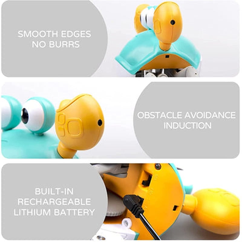 Crawling Toys for Kids,Electronic Pet Crab Crawling Toys with Music for Kids Interactive Toddler Toy with Obstacle Avoidance Feature USB Rechargeable (Yellow) - Image 4