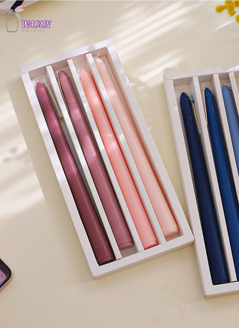 WAOKN - 4 Pcs Taper Candles Romantic Rose Scent Scented Blue Gradient Color Scented Smokeless Candle Long Candles Colored Taper Candles for Decor Wedding Festival and Special Occasions 10 Inch - Image 1