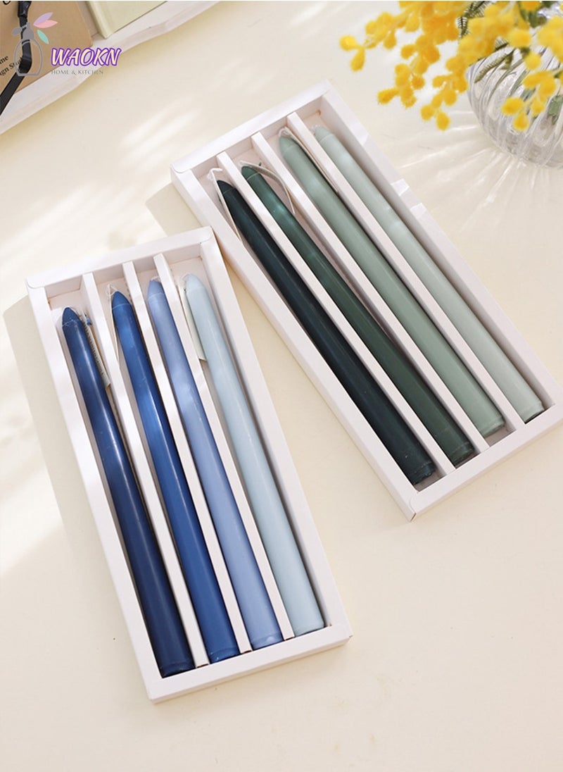 WAOKN - 4 Pcs Taper Candles Romantic Rose Scent Scented Blue Gradient Color Scented Smokeless Candle Long Candles Colored Taper Candles for Decor Wedding Festival and Special Occasions 10 Inch - Image 1