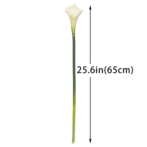 DUYONE Artificial Flowers Calla Lilly 25.6'' Large Fake Bouquet Soft Real Touch Long Stem Plants 5 Pcs for Home,Living Room,Bedroom,Dining Table,Office,Weddings Party Garden Décor(Creamy White) - Image 2