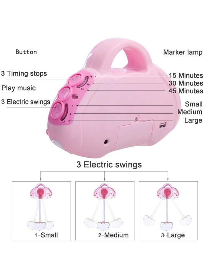 CCOVERY Electric Baby Crib Cradle,Foldable Baby Cradle Swing with Remote Control & Music, Foldable Baby Bassinet for 0-18 Months Newborn ,Pink - Image 2